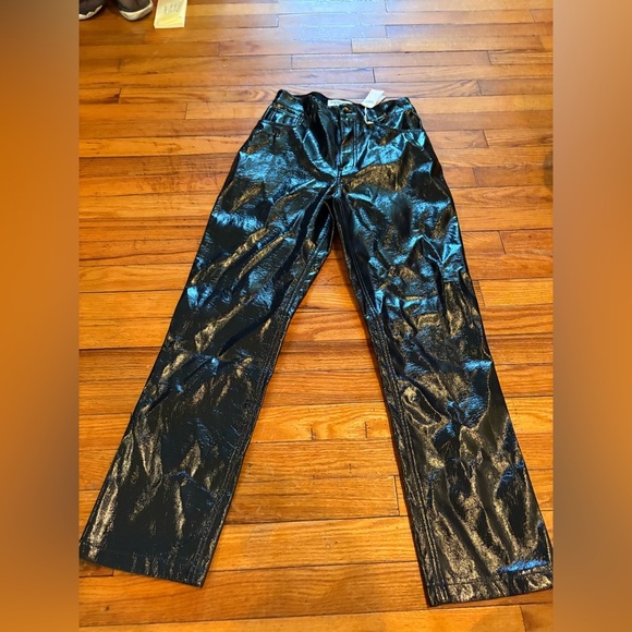 🖤Abercrombie & Fitch Vegan Leather 90s Straight Pant - Picture 2 of 12